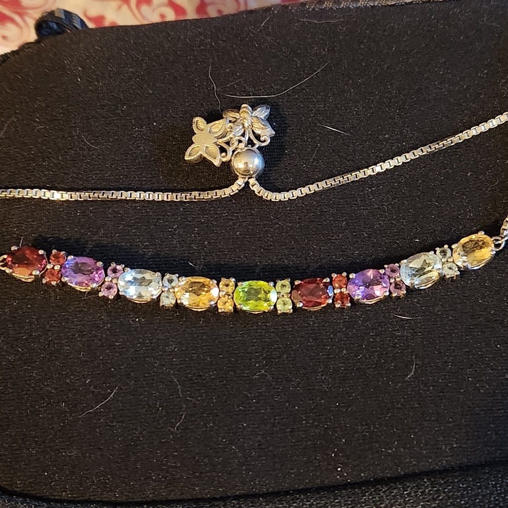 Multicolor Gemstone Sterling Silver Bracelet